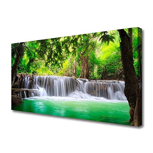 Tulup Leinwandbild 100x50cm - Wandbilder Druck Leinwandbild Canvas Kunstdruck Leinwanddruck - Wasserfall See Wald Natur von Tulup
