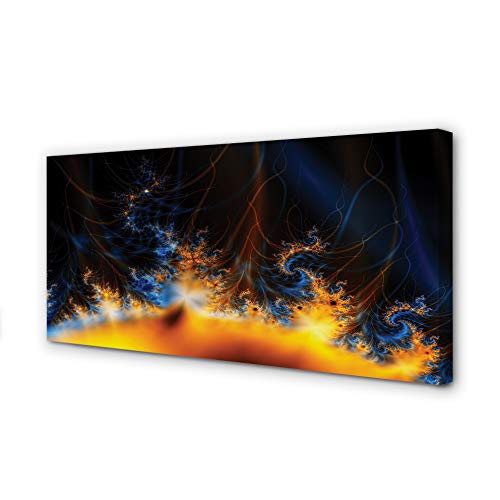 Tulup Leinwandbild 140x70cm Bilder Wandbild Canvas Kunstdruck Leinwandbilder Leinwanddruck - Gelbe und Blaue Fraktale von Tulup