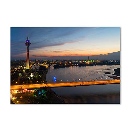 Tulup Leinwandbild - Wandkunst - Drucke auf Leinwand - Leinwanddruck -100x70 cm - Sehenswürdigkeiten & Architektur - Gelb - Düsseldorf von Tulup