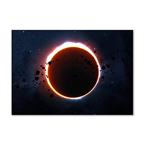 Tulup Leinwandbild - Wandkunst - Drucke auf Leinwand - Leinwanddruck -100x70 cm - Weltall & Science-Fiction - Orange - Sonnenfinsternis von Tulup