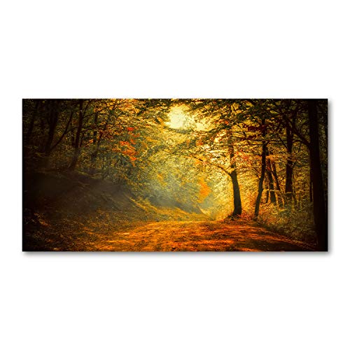 Tulup Leinwandbild - Wandkunst - Drucke auf Leinwand - Leinwanddruck -140x70 cm - Landschaften - Orange - Herbstwald von Tulup