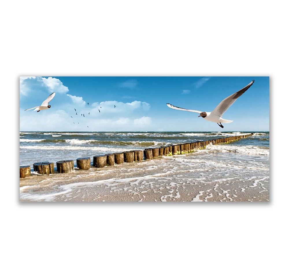 Tulup Leinwandbild XXL Wandbilder Leinwandbilder Bilder Canvas Bild 120 cm x 60 cm, Möwen-Meereslandschaft, Leinwandbild von Tulup