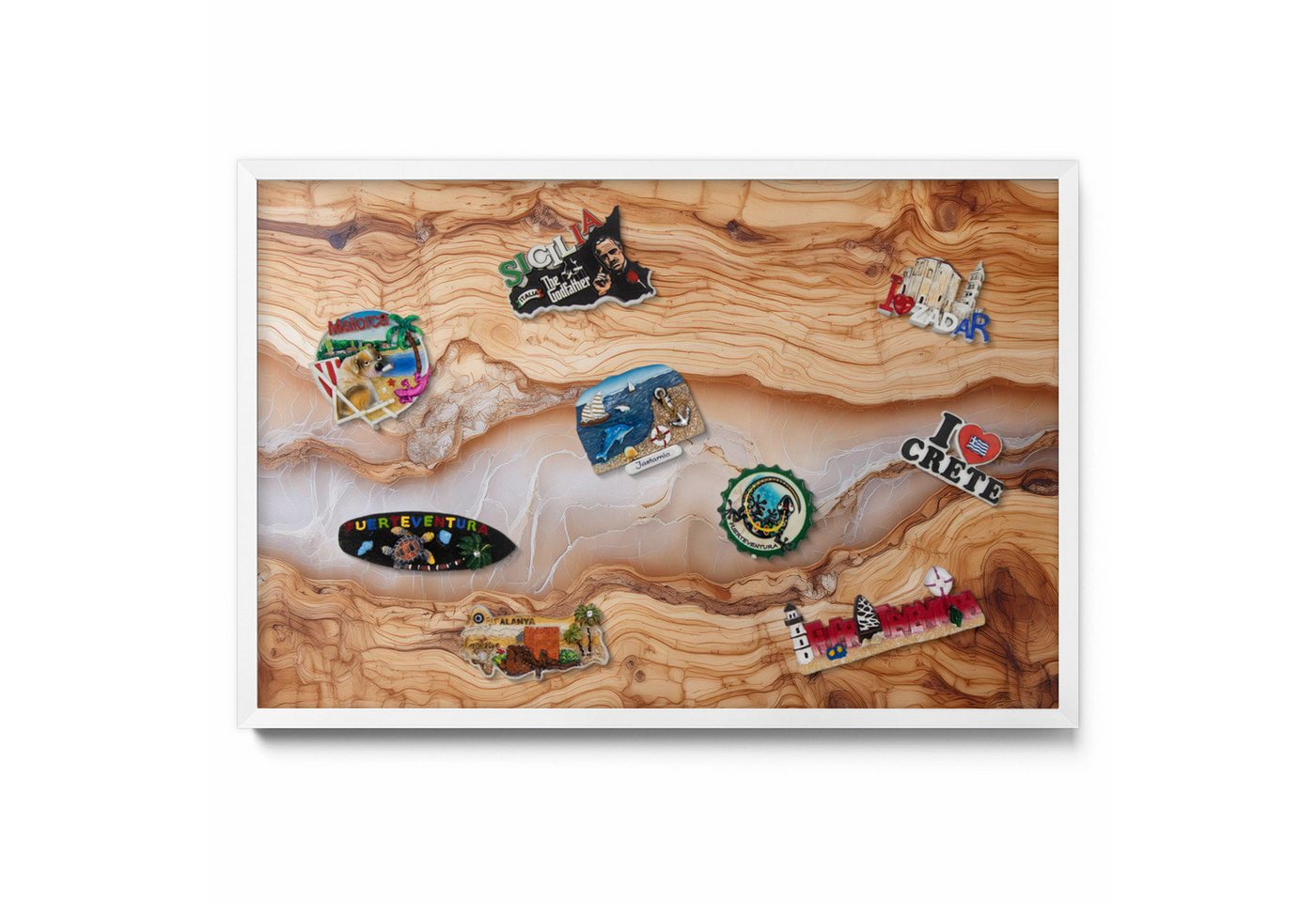 Tulup Magnettafel Braun mit weißem Rahmen, Kindgerechte Magnettafel für Magnete, Holzstruktur mit Harz, Braun Tulup Magnettafel Braun mit weißem Rahmen, Kindgerechte Magnettafel für Magnete, Holzstruktur mit Harz, Braun von Tulup