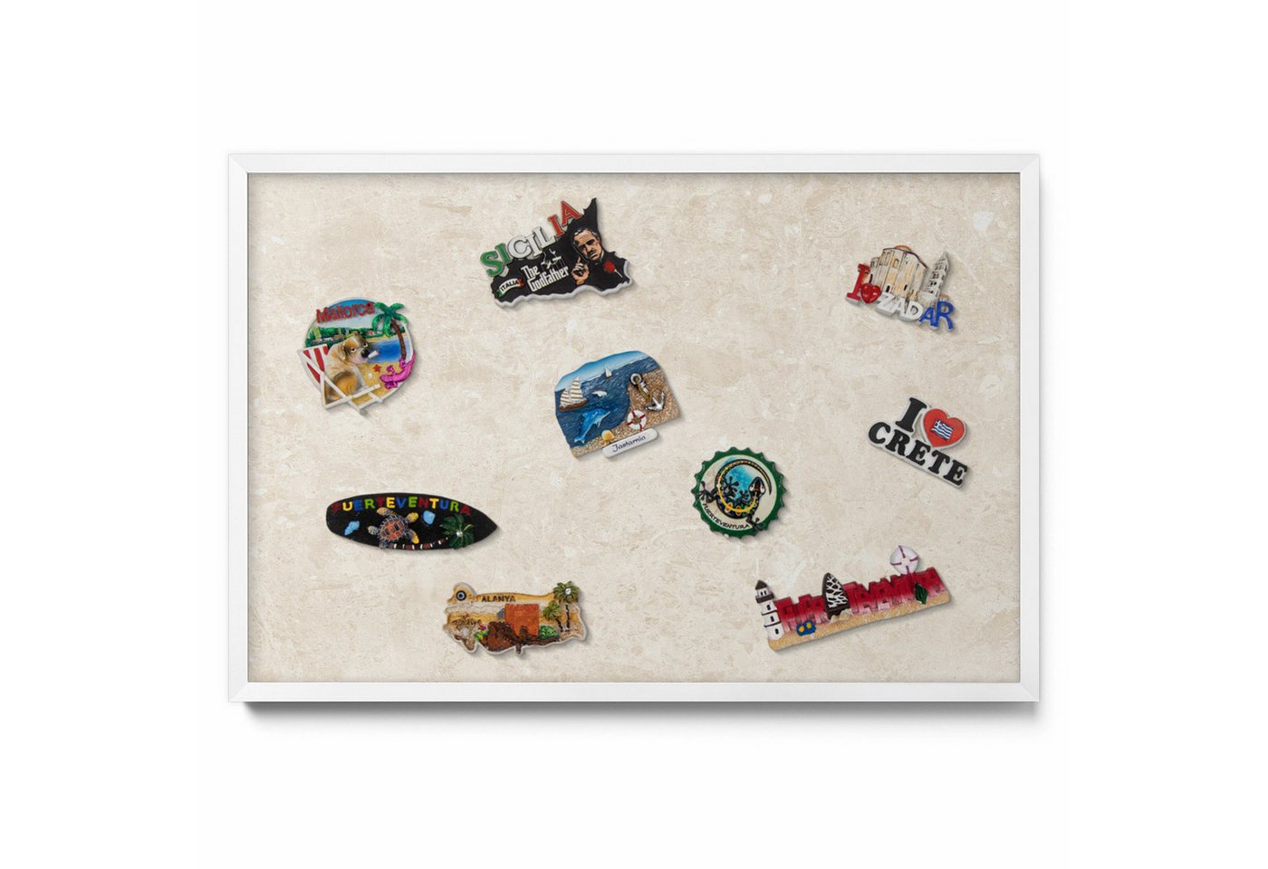 Tulup Magnettafel Cremig mit weißem Rahmen, für das Homeoffice, Magnettafel für Magnete, Eleganter heller Stein, Cremig Tulup Magnettafel Cremig mit weißem Rahmen, für das Homeoffice, Magnettafel für Magnete, Eleganter heller Stein, Cremig von Tulup