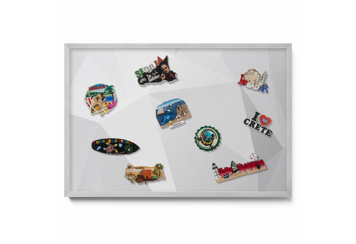 Tulup Magnettafel Grau mit silbernem Rahmen, Kindgerechte, Dekorative Wandtafel, 3D geometrischer Hintergrund, Grau von Tulup