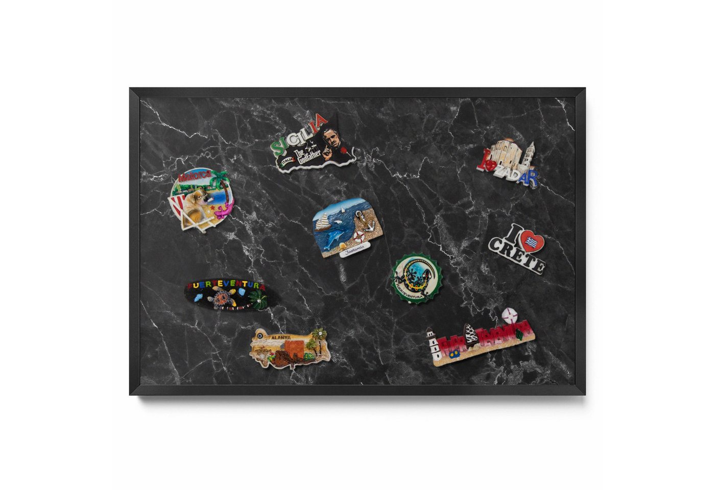 Tulup Magnettafel Schwarz mit schwarzem Rahmen, Wandtafel für Magnete, Eleganter schwarzer Marmor, Schwarz Tulup Magnettafel Schwarz mit schwarzem Rahmen, Wandtafel für Magnete, Eleganter schwarzer Marmor, Schwarz von Tulup