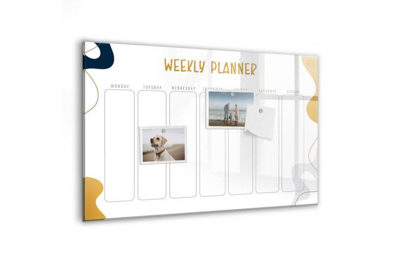 Tulup Magnettafel Wochenplaner aus Glas 60x40cm Zusätzlich 5 Magnete, Marker und Schwamm von Tulup