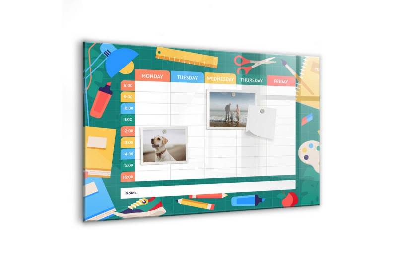 Tulup Magnettafel Wochenplaner aus Glas 60x40cm Zusätzlich 5 Magnete, Marker und Schwamm von Tulup