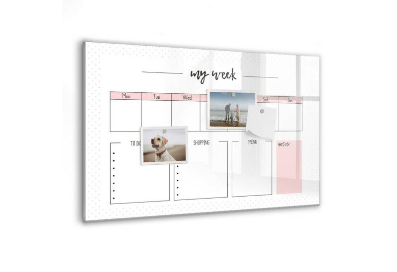 Tulup Magnettafel Wochenplaner aus Glas 60x40cm Zusätzlich 5 Magnete, Marker und Schwamm von Tulup
