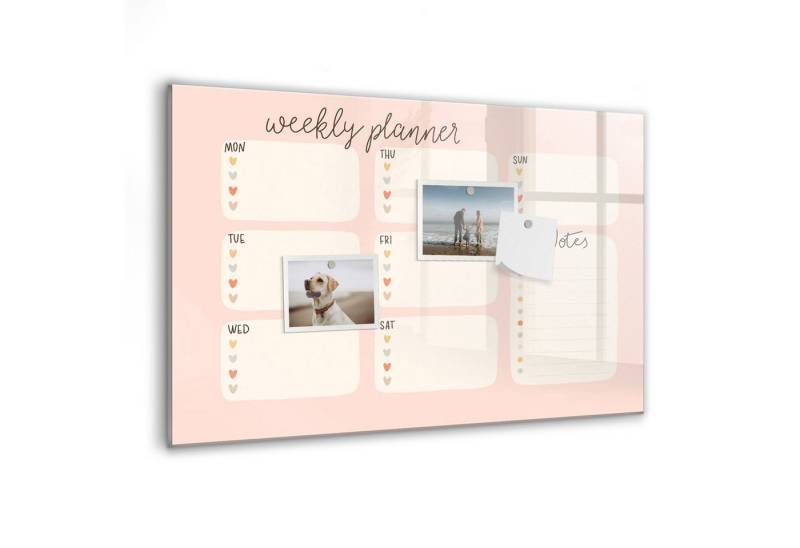 Tulup Magnettafel Wochenplaner aus Glas 60x40cm Zusätzlich 5 Magnete, Marker und Schwamm von Tulup