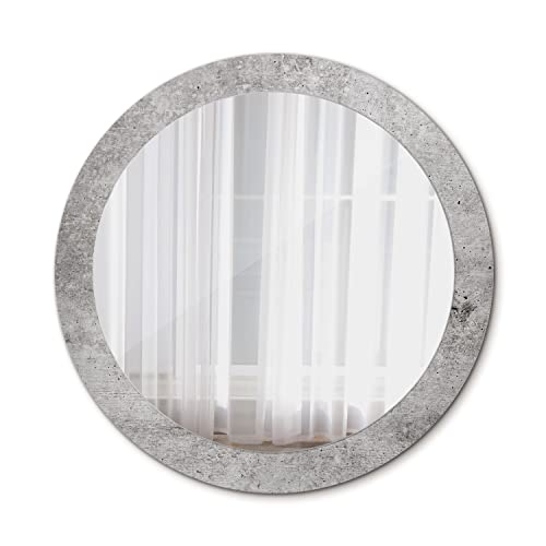 Tulup Ø 80 cm Bedruckter Spiegel Hängend Runder Wandspiegel - Grau Beton von Tulup
