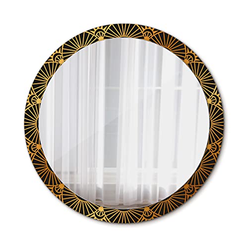 Tulup Ø 100 cm Bedruckter Spiegel Hängend Runder Wandspiegel - Gold Mandala von Tulup