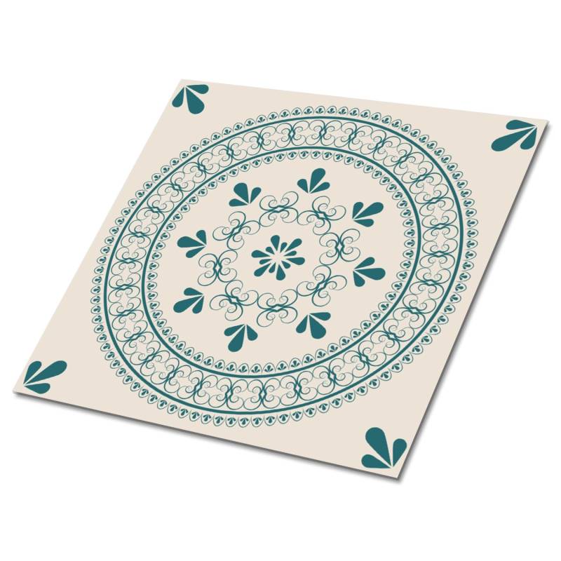 Tulup PVC Fliesen Selbstklebende 30 cm x 30 cm Set von 9 Klassische Klebefliesen Vinyl Bodenfliesen Klebefliesen für Küche Orientalisches Motiv von Tulup