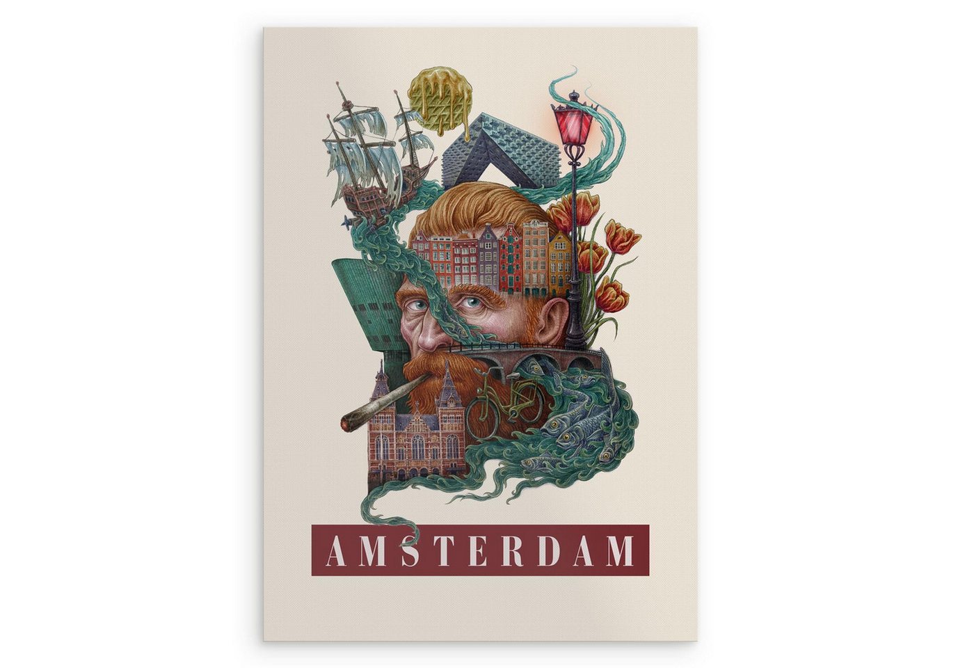 Tulup Poster Amsterdam City Poster Wandkunst Leinwanddruck Tulup Poster Amsterdam City Poster Wandkunst Leinwanddruck von Tulup