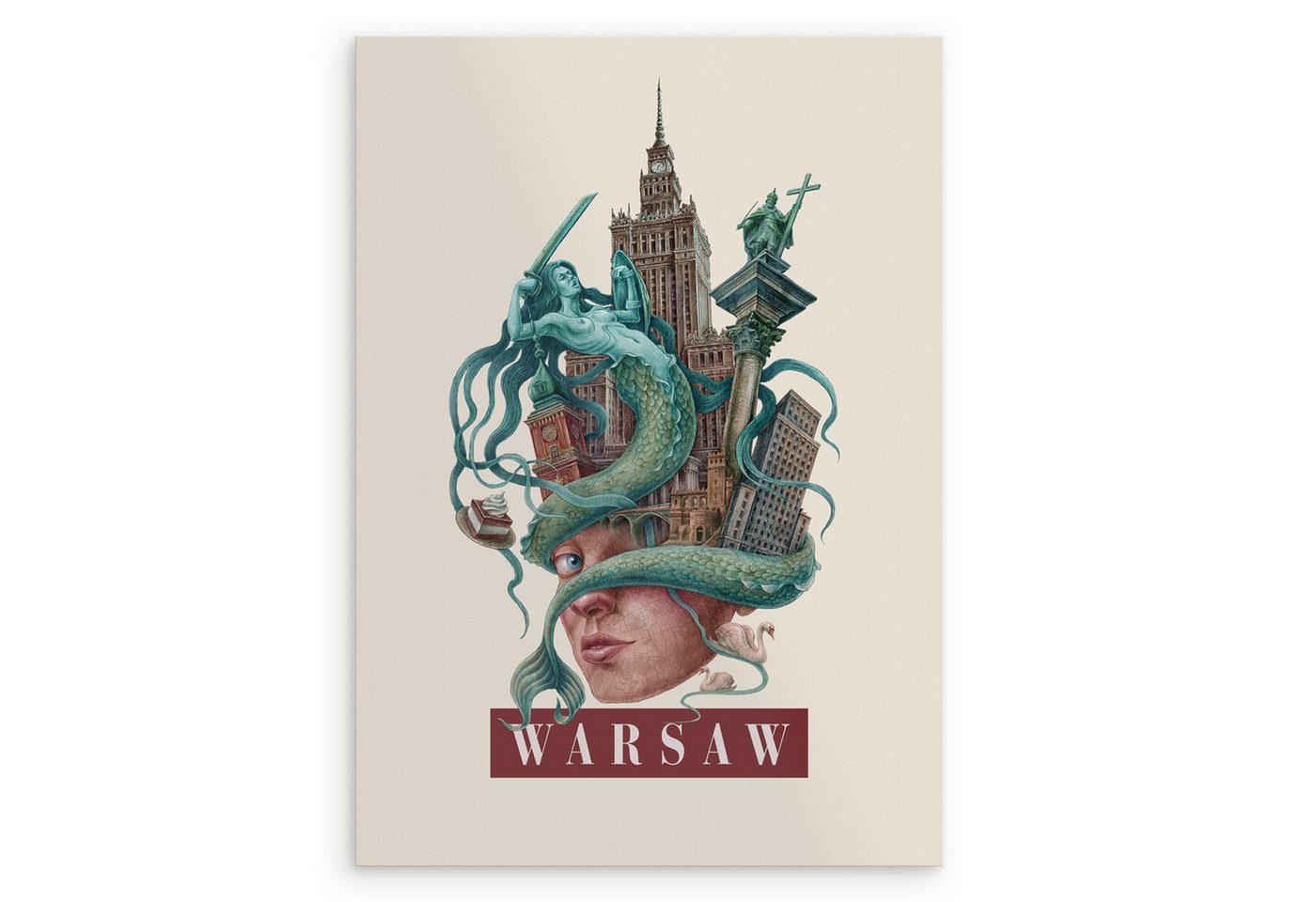 Tulup Poster Warschauer Stadtposter, Wandkunst, Leinwanddruck Tulup Poster Warschauer Stadtposter, Wandkunst, Leinwanddruck von Tulup