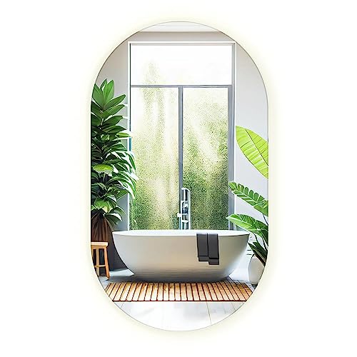 Tulup Premium Unregelmäßiger Oval Led Hängespiegel Für Wohnzimmer Für Badezimmer 80 cm Neutral Licht von Tulup