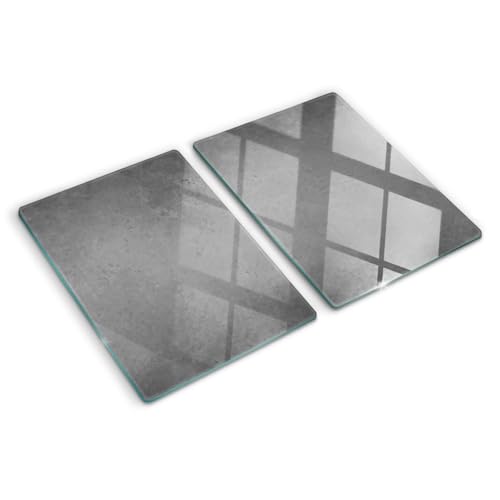Schneidbrett Glas 2x40x52 cm Antibakteriell 2 Stück Glasplatte für die Küche Rutschfest Silikonfüße Dekorativ Plastikfrei Gehärtetes Glas Hitzebeständig Lebensmittelecht - Beton von Tulup