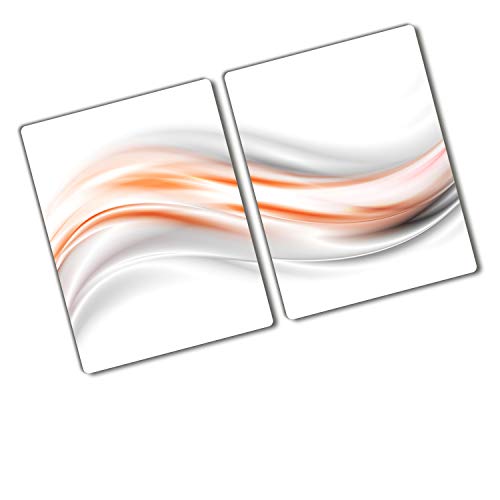 Tulup Schneidebrett Abdeckung Herdabdeckplatte Gehärtetes Glas 2x40x52 cm Spritzschutz Kochplattenabdeckung Orange - Wellen Abstrakt von Tulup
