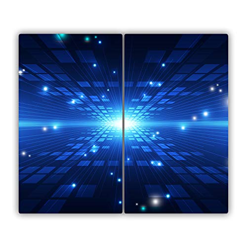 Tulup Schneidebrett Abdeckung Spritzschutz Blau 2x30x52 cm Gehärtetes Glas Herdabdeckplatte Kochplattenabdeckung - Dreidimensional von Tulup