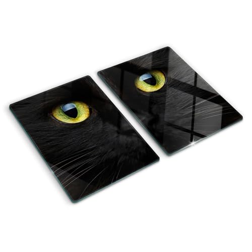 Schneidebretter Glas 2x40x52 cm für die Küche Plastikfrei 2 Stück Glasplatte Hitzebeständig Rutschfest Silikonfüße Lebensmittelecht Dekorativ Antibakteriell Gehärtetes Glas - Katzenaugen von Tulup