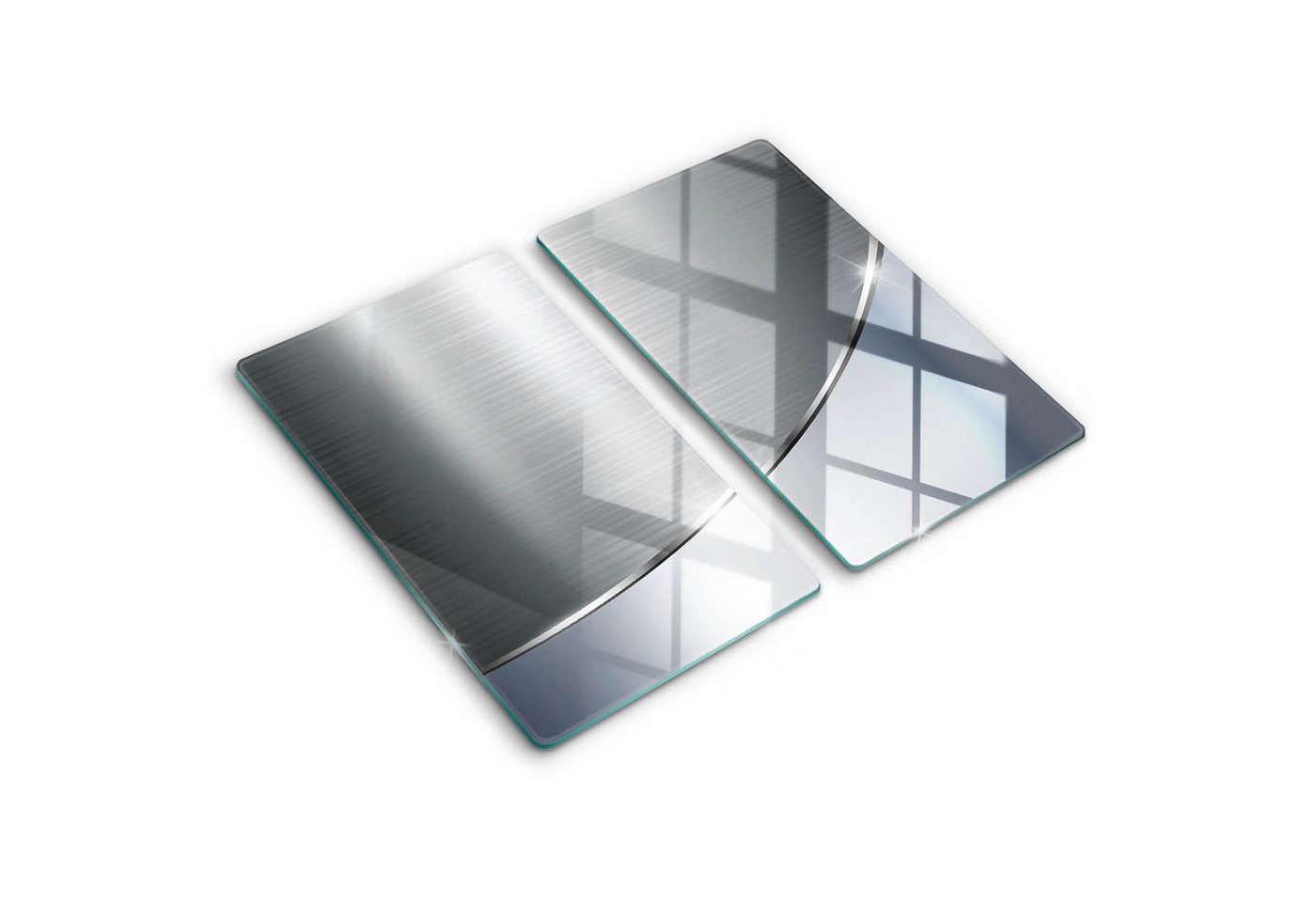 Tulup Schneidebrett Abdeckung Spritzschutz Grau Herdabdeckplatte Kochplattenabdeckung, (2-St), Motiv - Abstraktionsmuster aus Metall von Tulup