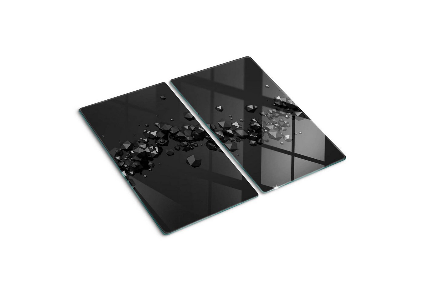 Tulup Schneidebrett Abdeckung Spritzschutz Schwarz Herdabdeckplatte Kochplattenabdeckung, (2-St., 4 Größenvarianten), Arbeitsplatte Herdschutz - 3D Abstraktion von Tulup