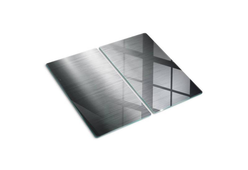 Tulup Schneidebrett Abdeckung Spritzschutz Silber Herdabdeckplatte Kochplattenabdeckung, (2-St), Kunst: Modern & Klassisch, Metall Hintergrund, Silber von Tulup