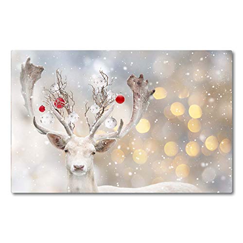 Tulup Schneidebretter 80x52cm Herdabdeckplatte Gehärtetes Glas Weihnachten Küche Spritzschutz - Weiß Ren-Weihnachtskugeln von Tulup