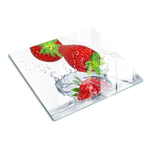 Küchenbrett Glas 60x52 cm Plastikfrei Lebensmittelecht Dekorativ Dünn Glasplatte Antibakteriell Gehärtetes Glas Hitzebeständig für die Küche Rutschfest Silikonfüße - Erdbeeren und Wasser Küchenbrett Glas 60x52 cm Plastikfrei Lebensmittelecht Dekorativ Dünn Glasplatte Antibakteriell Gehärtetes Glas Hitzebeständig für die Küche Rutschfest Silikonfüße - Erdbeeren und Wasser von Tulup