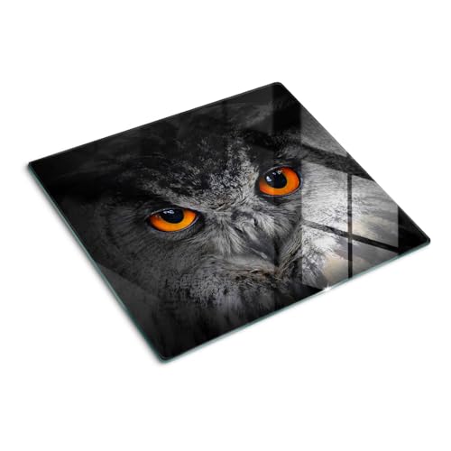 Schneidebretter Glas 60x52 cm Gehärtetes Glas Hitzebeständig Lebensmittelecht Antibakteriell für die Küche Dekorativ Rutschfest Silikonfüße Plastikfrei Dünn Glasplatte - Teufelsaugeneule von Tulup