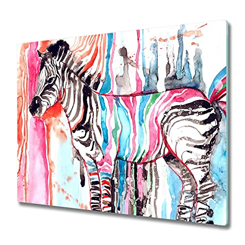 Tulup Schneidebretter Küche Glasabdeckplatte Herdabdeckplatte 60x52 cm Gehärtetes Glas Spritzschutz - Bunter Zebra. von Tulup