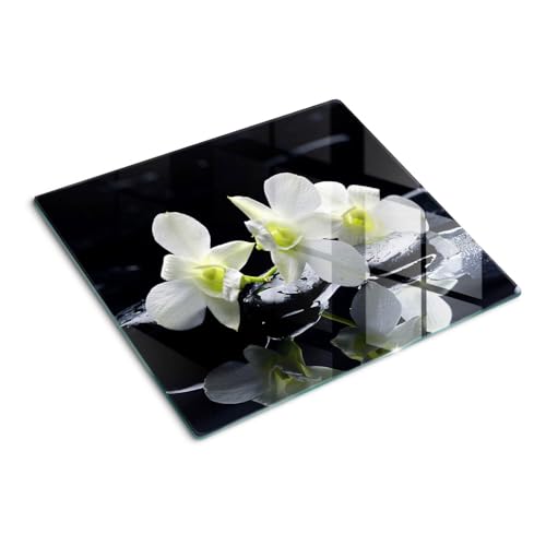Tulup 60x52cm Schneidebrett Küchenzubehör Abdeckung für den Herd Für die Küche Küchenausstattung - Weiße Blüten in Zen -Wasser von Tulup
