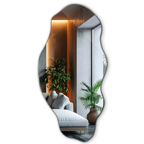 Tulup Spiegel 50x100 cm Großes Modernes Unregelmäßiges Organisches Asymmetrisches Fleck für Badezimmer Wohnzimmer Vertikal von Tulup