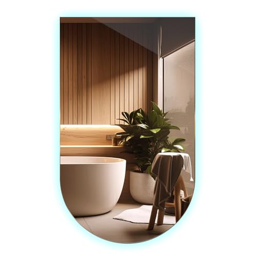 Tulup Spiegel Bogenförmiger Bogenspiegel Beleuchtung LED Kaltweiß 60x100cm Abgerundeter Modernes Design Hochwertige Rahmenloser Für Badezimmer Schlafzimmer von Tulup