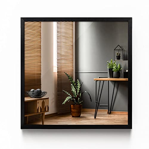 Tulup Spiegel Glas Wand 50x50 cm Schwarze Rahmen Groß Mirror Badezimmer Wohnzimmer Schlafzimmer von Tulup