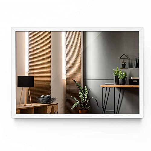 Tulup Spiegel Mirror Glas Wand Wohnzimmer Groß 70x50 cm Badezimmer Weiße Rahmen Schlafzimmer von Tulup