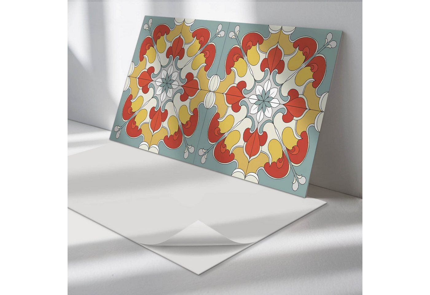 Tulup Spritzschutz Wandverkleidung Blumen-Mandala-Muster Spritzschutz Küchenrückwand, (10-tlg) von Tulup