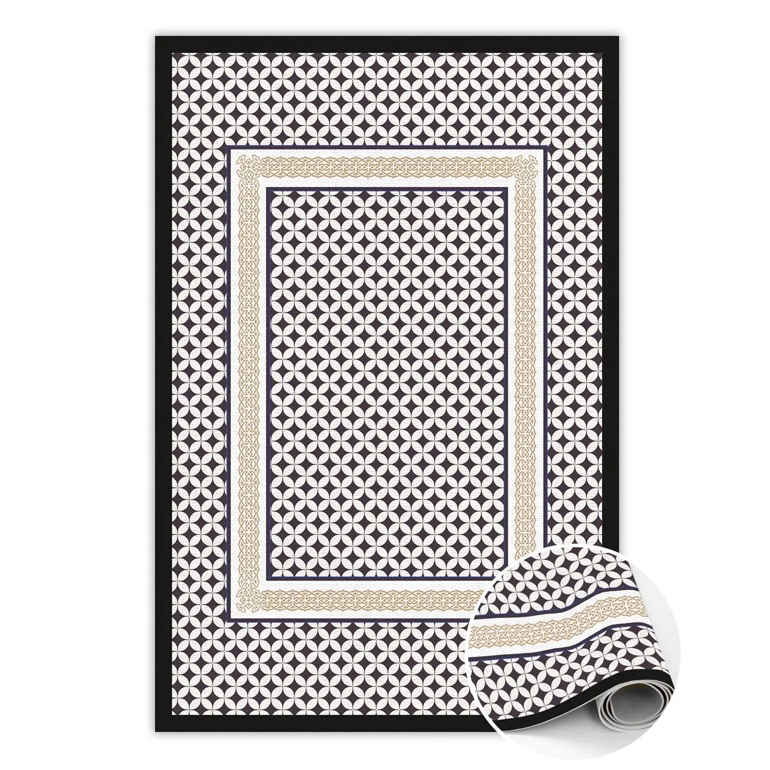 Tulup Teppich Geometrisches Geflecht PVC Vloer Mat 140x210 cm Schwarz PVC Floor Mat Vinylmat Rechteckig Vloerkleed Op Vinyl Tulup Teppich Geometrisches Geflecht PVC Vloer Mat 140x210 cm Schwarz PVC Floor Mat Vinylmat Rechteckig Vloerkleed Op Vinyl von Tulup