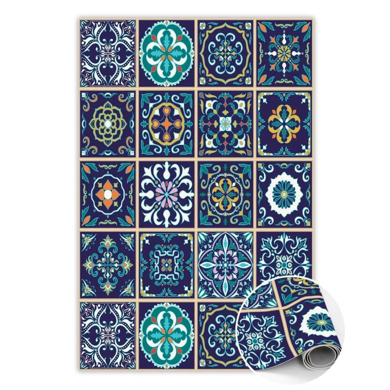 Tulup Teppich Portugiesische Fliesen Vinyl Vloerkleed 100x150 cm Blau Vinyl Tapijt PVC Mat Rechteckig Tapijt Vinyl Tulup Teppich Portugiesische Fliesen Vinyl Vloerkleed 100x150 cm Blau Vinyl Tapijt PVC Mat Rechteckig Tapijt Vinyl von Tulup