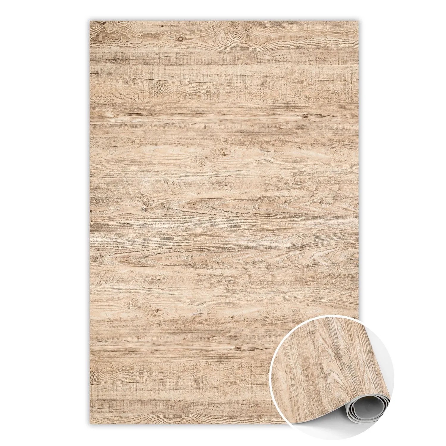 Tulup Teppich Rohes Holz Vinyl Tapijt 80x120 cm Braun PVC Mat Tapijt Vinyl Rechteckig PVC Tapijt Tulup Teppich Rohes Holz Vinyl Tapijt 80x120 cm Braun PVC Mat Tapijt Vinyl Rechteckig PVC Tapijt von Tulup