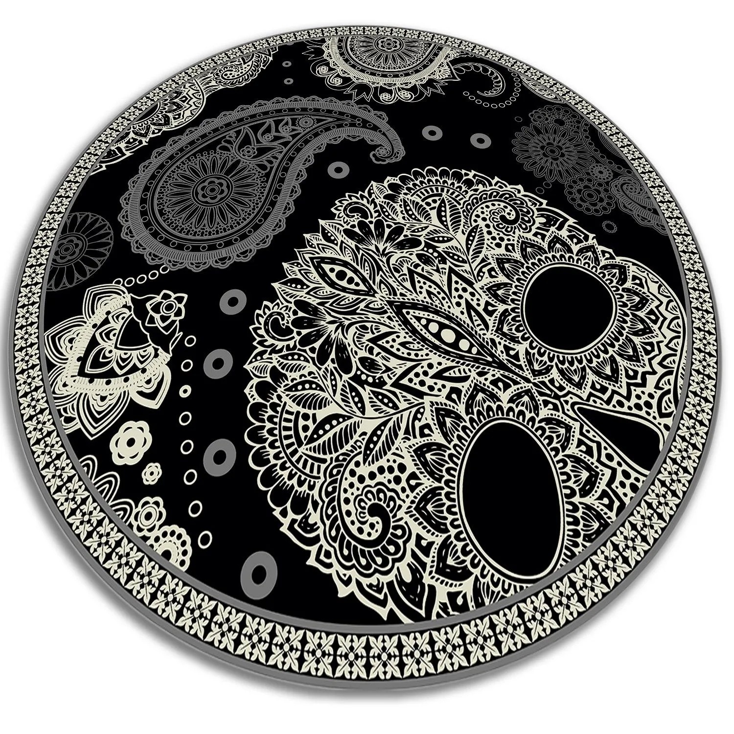 Tulup Teppich Schädel PVC Vloer Mat 70x70 cm Schwarz PVC Floor Mat Vinylmat Runden Vloerkleed Op Vinyl Tulup Teppich Schädel PVC Vloer Mat 70x70 cm Schwarz PVC Floor Mat Vinylmat Runden Vloerkleed Op Vinyl von Tulup