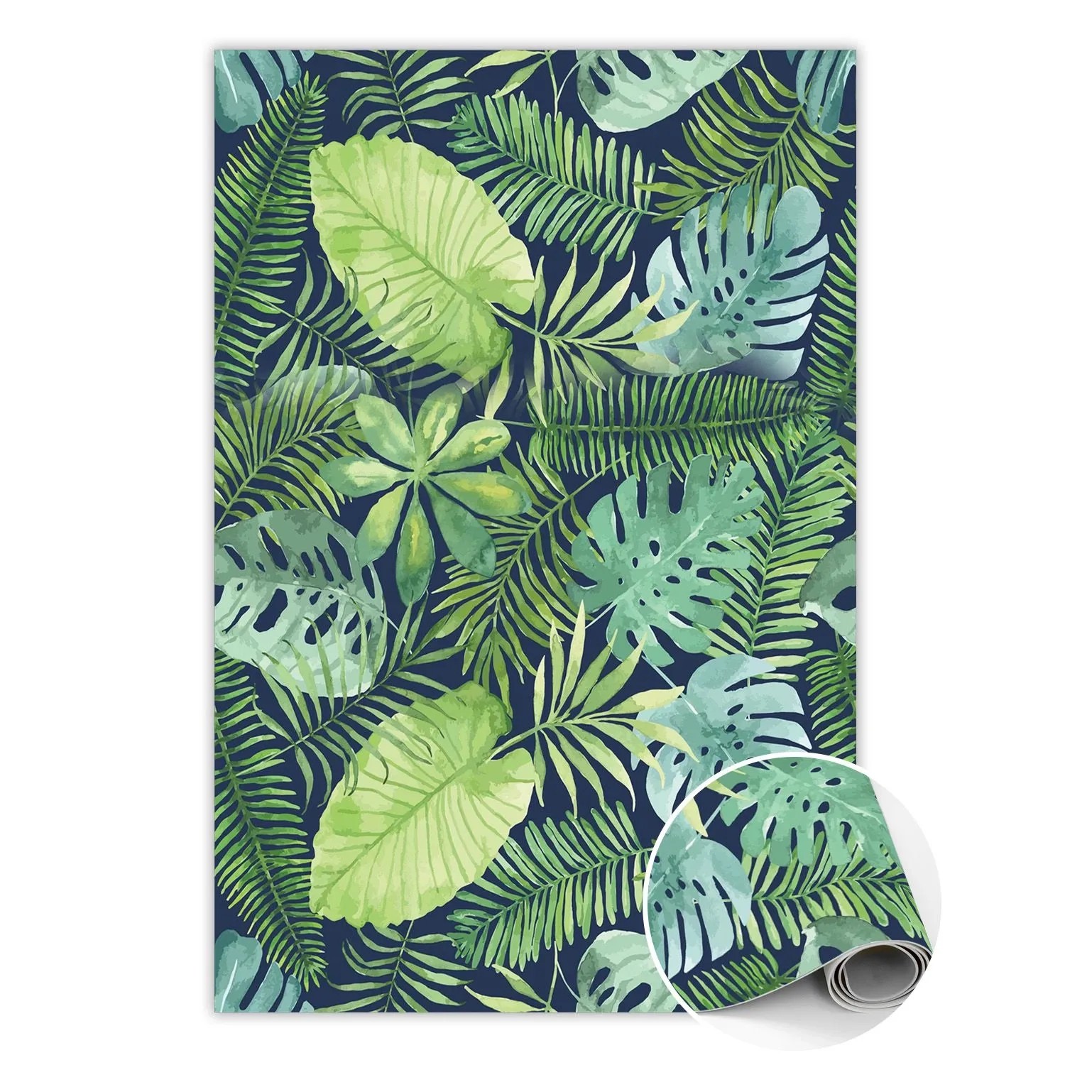 Tulup Teppich Tropische Blätter PVC Tapijt 60x90 cm Grün Vloerkleed Vinyl PVC Vloer Mat Rechteckig PVC Floor Mat Tulup Teppich Tropische Blätter PVC Tapijt 60x90 cm Grün Vloerkleed Vinyl PVC Vloer Mat Rechteckig PVC Floor Mat von Tulup