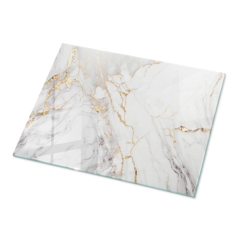 Tulup Tischplatte Edler Marmor mit Adern Tischplatte aus Glas 80x60 cm Weiß Tischplatte Rechteckige Tischplatte aus Glas Glas für Tischplatte von Tulup