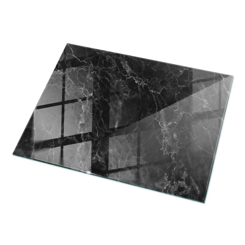 Tulup Tischplatte Geädertes Marmormuster Tischplatte aus Glas 120x80 cm Schwarz Tischplatte Tischplatte Rund Glas für Tischplatte von Tulup