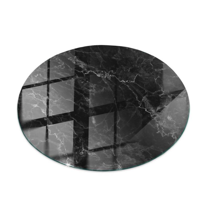 Tulup Tischplatte Geädertes Marmormuster Tischplatte aus Glas 50x50 cm Schwarz Tischplatte Runde Tischplatte Glas für Tischplatte von Tulup