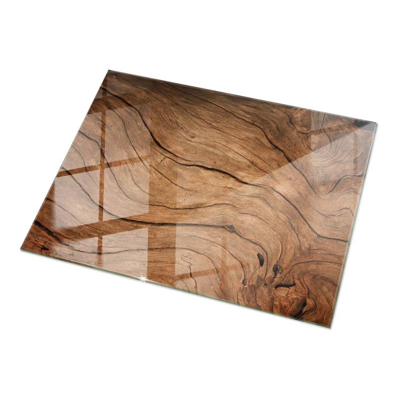 Tulup Tischplatte Natürliches Holzmuster Glastischplatte 120x80 cm Braun Tischplatte Tischplatte Rund Tischplatte aus Glas von Tulup