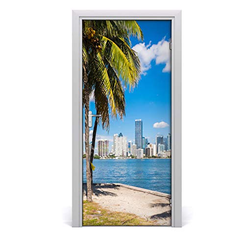 Tulup Türaufkleber 95x205cm – Dekorative Aufkleber Selbstklebend Wasserdichte Tapete Abnehmbar Schlafzimmer Wohnzimmer Wohnkultur - Selbstklebende zum Miami nach Hause von Tulup