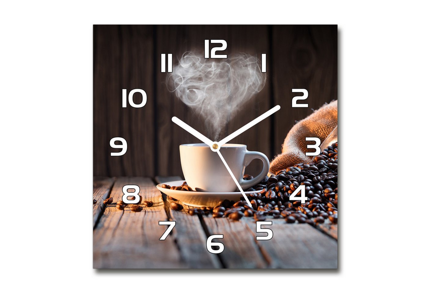 Tulup Uhr Wanduhr aus Glas Glasbild Glasuhr 30 cm x 30 cm Gehärtetes Glas (Eine Tasse Kaffee) von Tulup