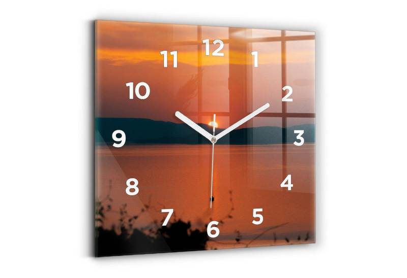 Tulup Wanduhr Glas Wanduhr Mit Motiv Plattensee am Abend Wanduhr Aus Glas von Tulup