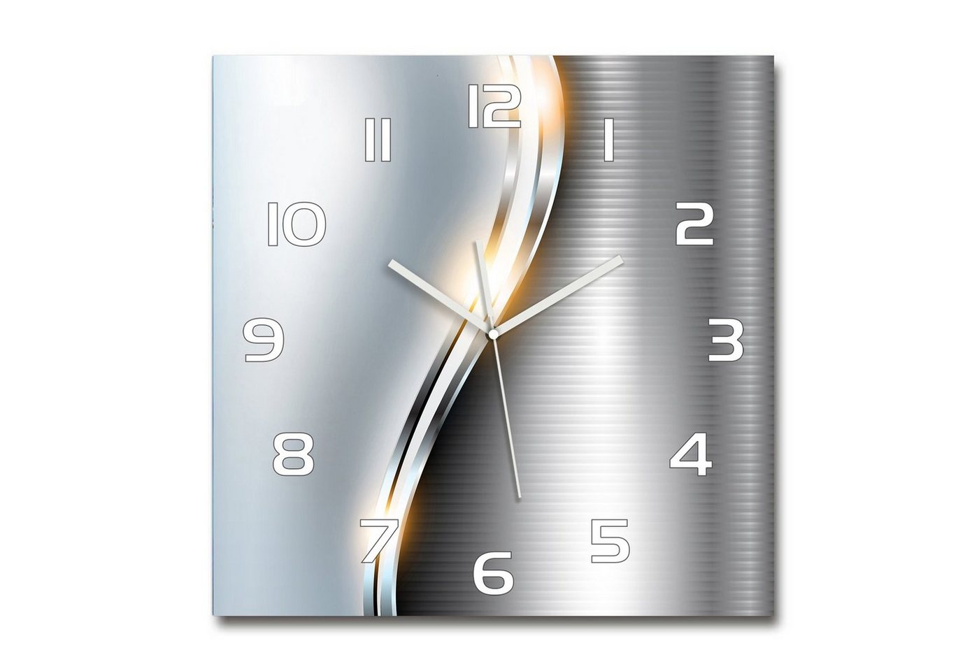 Tulup Wanduhr Groß Wanduhr aus Gehärtetes Glas Uhr XXL 60x60 - Silberne Welle von Tulup